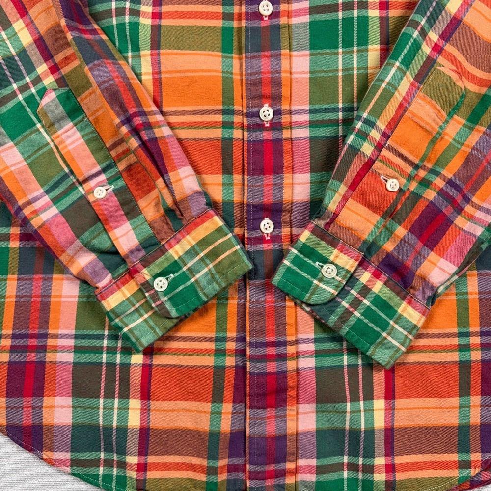 Ralph Lauren Classic Fit Shirt Mens XL Orange Green Cotton Long Sleeve Button - Picture 5 of 12